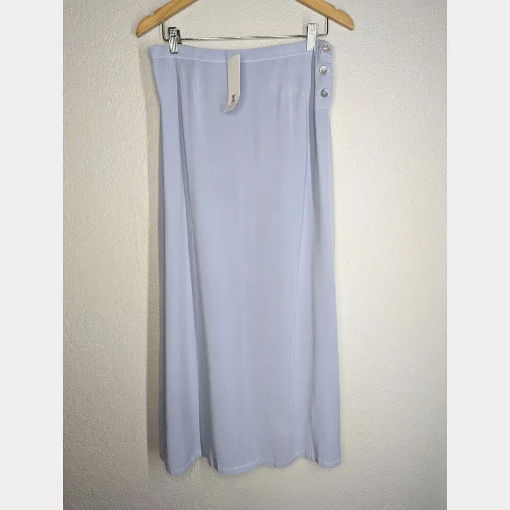 NWT Cut Loose 2 Pc Set Lagenlook Slvless Top Maxi Skirt Sz M Tencel W/ Flaw Blue - Picture 4 of 11